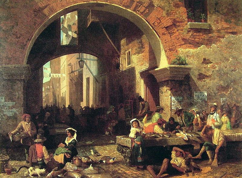 Albert Bierstadt Roman Fish Market, Arch of Octavius oil painting picture